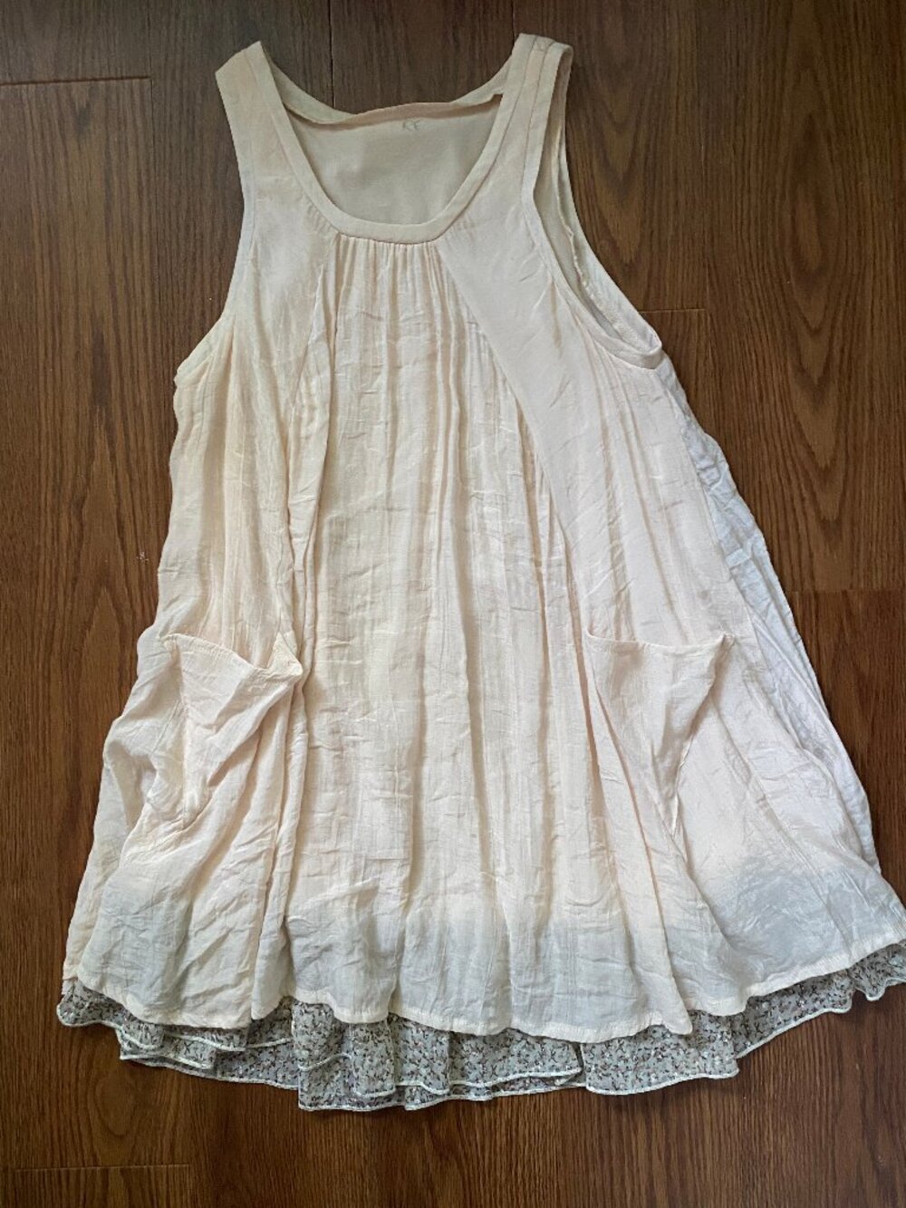 Rare Designer Sample Boho Crinkle Gauze Tiered Floral Mini Dress Tunic